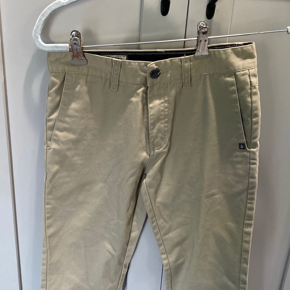 Volcom Boy's 12(26/12) VMonty Khaki Colored Straight Leg Chino Pants